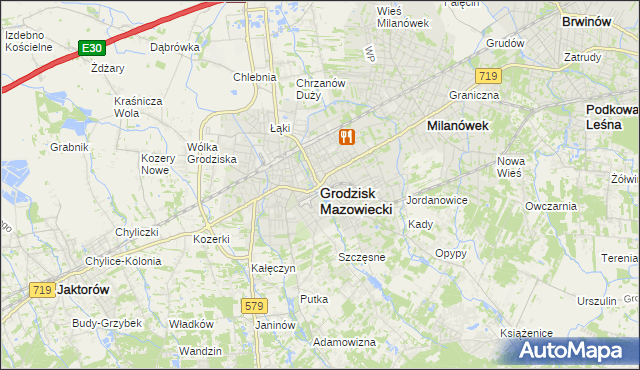 mapa Grodzisk Mazowiecki, Grodzisk Mazowiecki na mapie Targeo