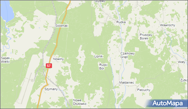 mapa Lipnik gmina Szczytno, Lipnik gmina Szczytno na mapie Targeo