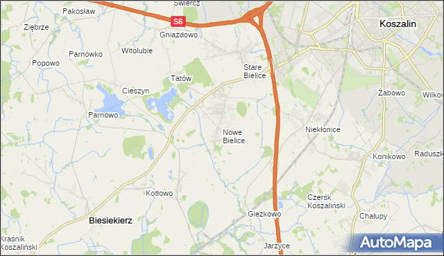 mapa Nowe Bielice, Nowe Bielice na mapie Targeo