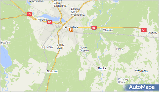 mapa Nowe Gizewo, Nowe Gizewo na mapie Targeo