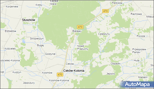 mapa Nowe Prażuchy, Nowe Prażuchy na mapie Targeo