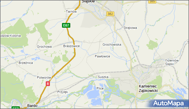 mapa Pawłowice gmina Ząbkowice Śląskie, Pawłowice gmina Ząbkowice Śląskie na mapie Targeo