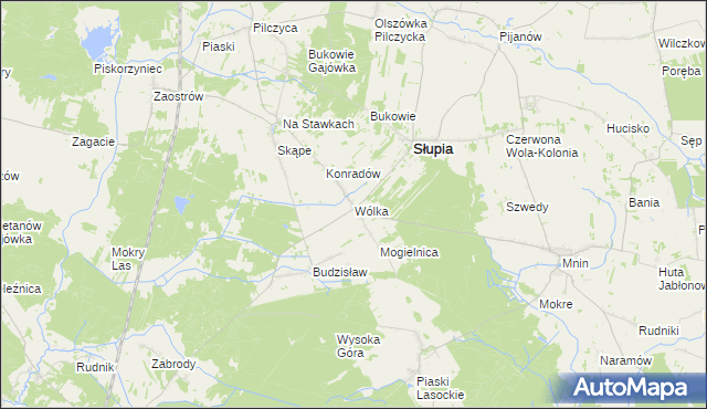 mapa Wólka gmina Słupia Konecka, Wólka gmina Słupia Konecka na mapie Targeo