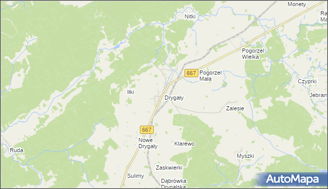 mapa Drygały, Drygały na mapie Targeo