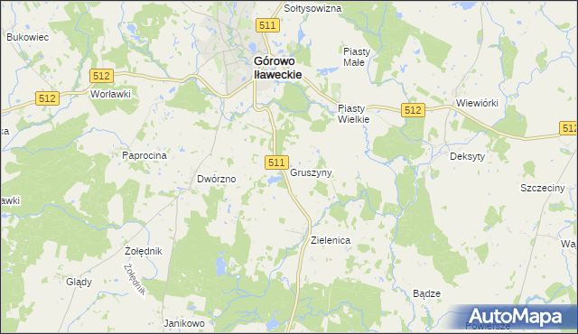 mapa Gruszyny, Gruszyny na mapie Targeo