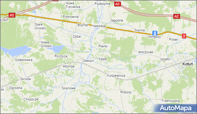 mapa Kępa gmina Kotuń, Kępa gmina Kotuń na mapie Targeo