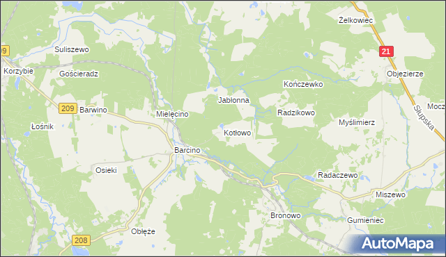 mapa Kotłowo gmina Kępice, Kotłowo gmina Kępice na mapie Targeo