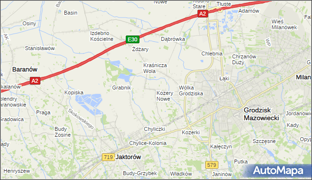 mapa Kozery Nowe, Kozery Nowe na mapie Targeo