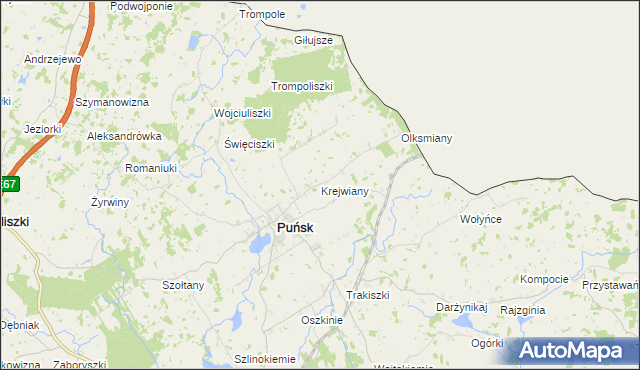 mapa Krejwiany gmina Puńsk, Krejwiany gmina Puńsk na mapie Targeo