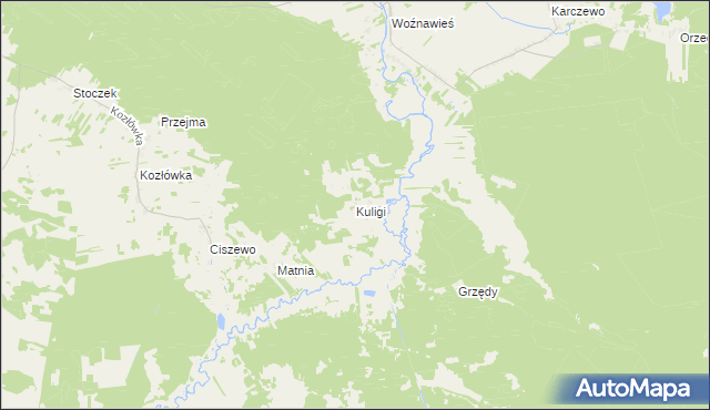 mapa Kuligi gmina Rajgród, Kuligi gmina Rajgród na mapie Targeo