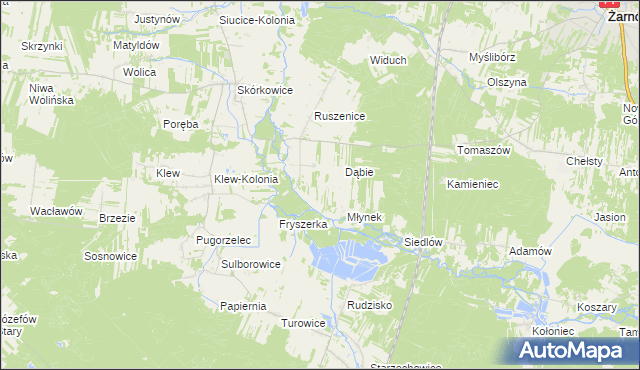 mapa Ławki gmina Żarnów, Ławki gmina Żarnów na mapie Targeo