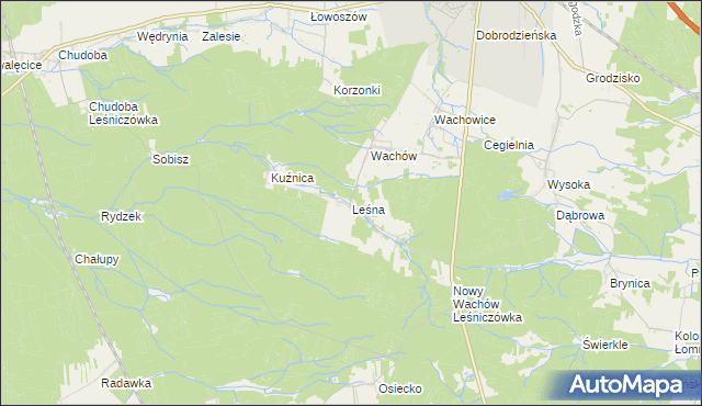 mapa Leśna gmina Olesno, Leśna gmina Olesno na mapie Targeo