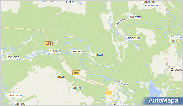 mapa Lubowo gmina Bobolice, Lubowo gmina Bobolice na mapie Targeo