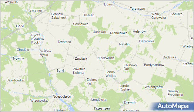 mapa Niedźwiedź gmina Nowodwór, Niedźwiedź gmina Nowodwór na mapie Targeo