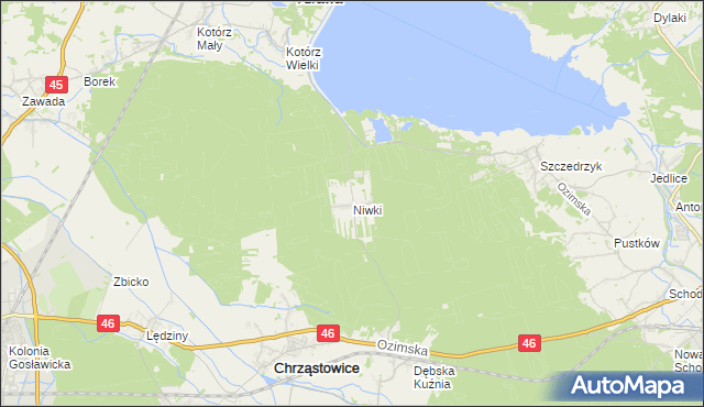 mapa Niwki gmina Chrząstowice, Niwki gmina Chrząstowice na mapie Targeo