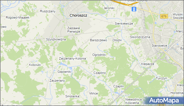 mapa Ogrodniki gmina Choroszcz, Ogrodniki gmina Choroszcz na mapie Targeo