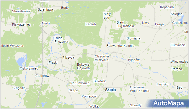 mapa Olszówka Pilczycka, Olszówka Pilczycka na mapie Targeo