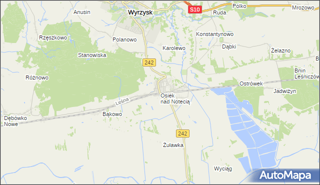 mapa Osiek nad Notecią, Osiek nad Notecią na mapie Targeo