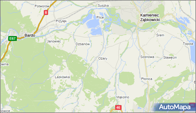 mapa Ożary, Ożary na mapie Targeo