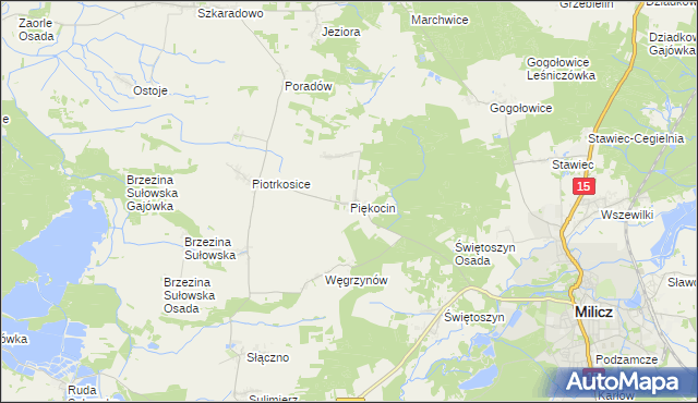 mapa Piękocin, Piękocin na mapie Targeo