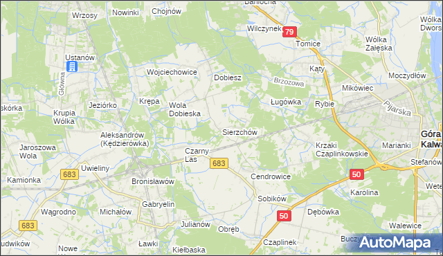 mapa Sierzchów gmina Góra Kalwaria, Sierzchów gmina Góra Kalwaria na mapie Targeo