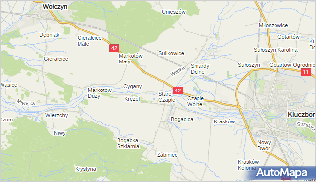 mapa Stare Czaple gmina Kluczbork, Stare Czaple gmina Kluczbork na mapie Targeo