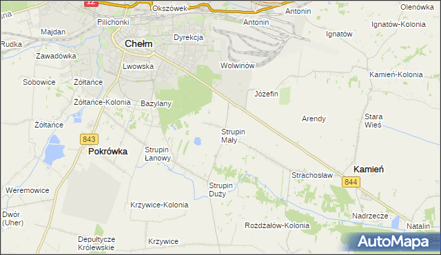 mapa Strupin Mały, Strupin Mały na mapie Targeo