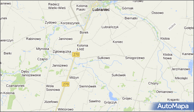 mapa Sułkowo gmina Lubraniec, Sułkowo gmina Lubraniec na mapie Targeo