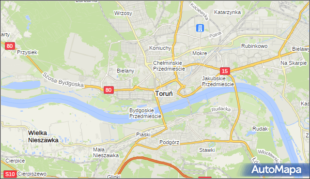 mapa Torunia, Toruń na mapie Targeo
