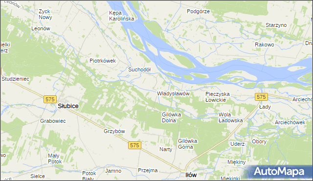 mapa Władysławów gmina Iłów, Władysławów gmina Iłów na mapie Targeo