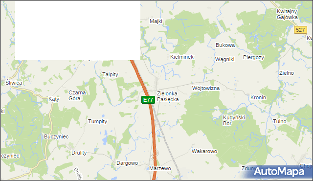 mapa Zielonka Pasłęcka, Zielonka Pasłęcka na mapie Targeo