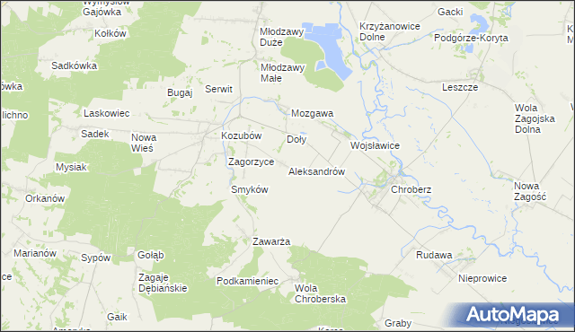 mapa Aleksandrów gmina Pińczów, Aleksandrów gmina Pińczów na mapie Targeo