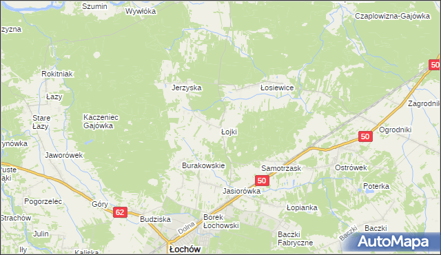 mapa Łojki gmina Łochów, Łojki gmina Łochów na mapie Targeo