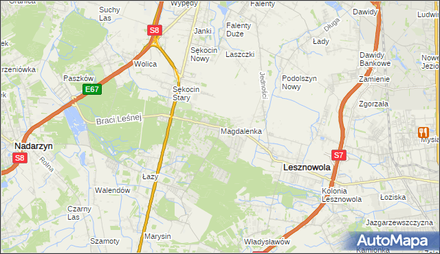 mapa Magdalenka gmina Lesznowola, Magdalenka gmina Lesznowola na mapie Targeo