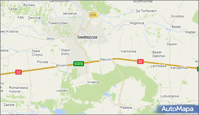 mapa Marynin gmina Siedliszcze, Marynin gmina Siedliszcze na mapie Targeo