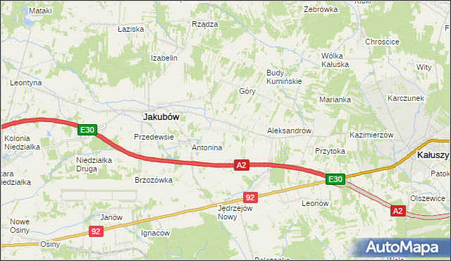 mapa Moczydła gmina Jakubów, Moczydła gmina Jakubów na mapie Targeo