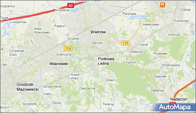 mapa Podkowa Leśna, Podkowa Leśna na mapie Targeo