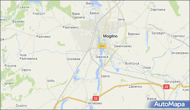 mapa Stawiska gmina Mogilno, Stawiska gmina Mogilno na mapie Targeo