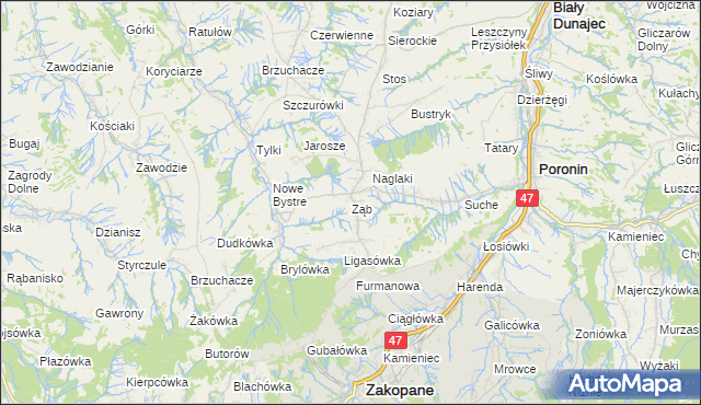 mapa Ząb, Ząb na mapie Targeo