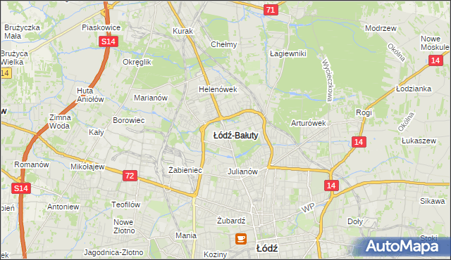 mapa Bałuty gmina Łódź, Bałuty gmina Łódź na mapie Targeo