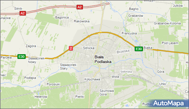 mapa Białej Podlaskiej, Biała Podlaska na mapie Targeo