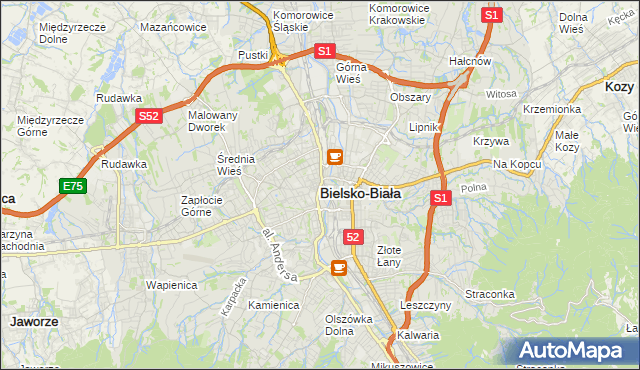 mapa Bielsko-Białej, Bielsko-Biała na mapie Targeo