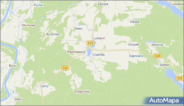 mapa Chełmek gmina Nowa Sól, Chełmek gmina Nowa Sól na mapie Targeo