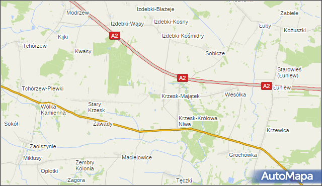 mapa Krzesk-Majątek, Krzesk-Majątek na mapie Targeo