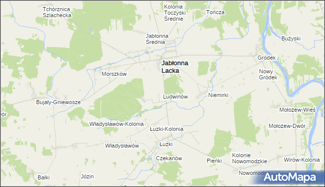 mapa Ludwinów gmina Jabłonna Lacka, Ludwinów gmina Jabłonna Lacka na mapie Targeo