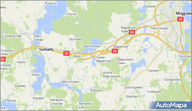 mapa Nowe Bagienice, Nowe Bagienice na mapie Targeo