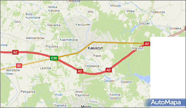 mapa Patok gmina Kałuszyn, Patok gmina Kałuszyn na mapie Targeo