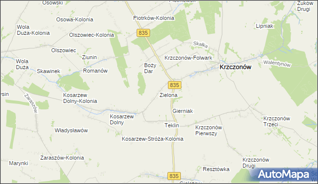 mapa Zielona gmina Krzczonów, Zielona gmina Krzczonów na mapie Targeo