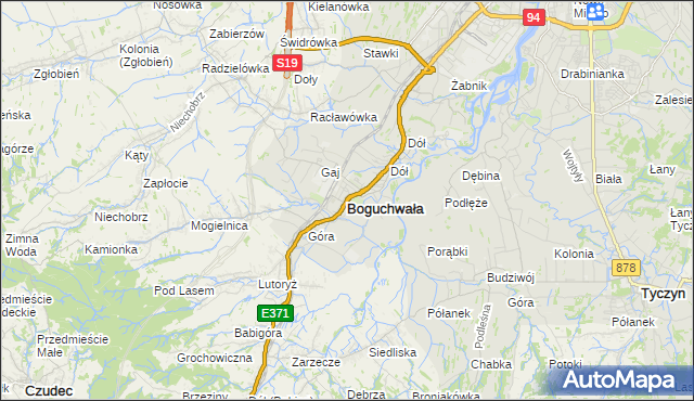 mapa Boguchwała powiat rzeszowski, Boguchwała powiat rzeszowski na mapie Targeo