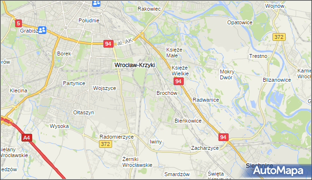 mapa Brochów gmina Wrocław, Brochów gmina Wrocław na mapie Targeo